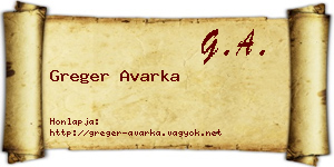 Greger Avarka névjegykártya